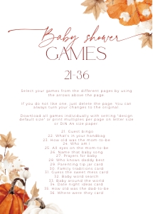 BBG63-00 5x7" Baby Shower Games 21-36 - Fall in Love Pumpkin: BBG63-00 Baby Shower Games - Fall in Love Pumpkin