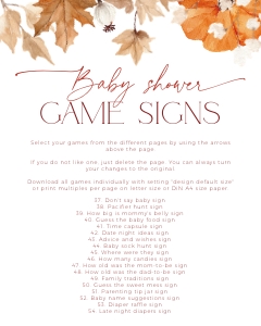 BBG63-00 8x10" Baby Shower Game Signs - Fall in Love Pumpkin: BBG63-00 Baby Shower Games - Fall in Love Pumpkin