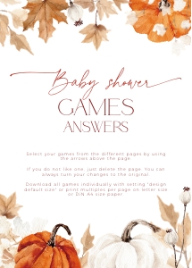 BBG63-00 Baby Shower Games Answers - Fall in Love Pumpkin: BBG63-00 Baby Shower Games - Fall in Love Pumpkin