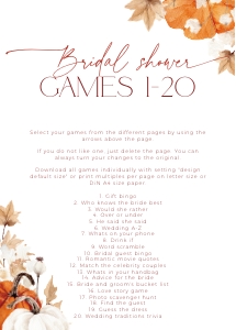 BSG63-00 5x7" Bridal Shower Games 1-20 - Fall in Love Pumpkin: BSG63-00 Bridal Shower Games - Fall in Love Pumpkin