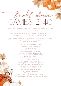 BSG63-00 5x7" Bridal Shower Games 21-40 - Fall in Love Pumpkin: BSG63-00 Bridal Shower Games - Fall in Love Pumpkin