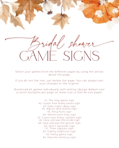 BSG63-00 8x10" Bridal Shower Game Signs - Fall in Love Pumpkin: BSG63-00 Bridal Shower Games - Fall in Love Pumpkin