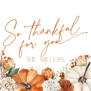 CH064-02 2x2 Thanksgiving Gift Tag - Floral Pumpkin Orange: CHB64-01 Thanksgiving Invitation Bundle - Floral Pumpkin Orange