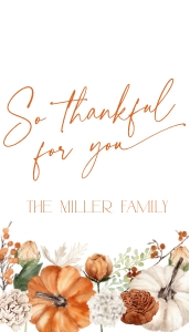 CH064-02 2x3.5 Thanksgiving Gift Tag - Floral Pumpkin Orange: CHB64-01 Thanksgiving Invitation Bundle - Floral Pumpkin Orange