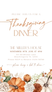 CH064-03 1080x1920 Electronic Thanksgiving Invitation - Floral Pumpkin Orange: CHB64-01 Thanksgiving Invitation Bundle - Floral Pumpkin Orange