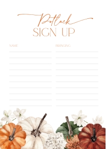 CH065-06 DIN A4 Potluck Sign Up Sheet - Colorful Pumpkins: CH065-06 Potluck Sign Up Sheet - Colorful Pumpkins