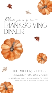 CH066-03 1080x1920 Electronic Thanksgiving Invitation - Orange Pumpkins: CHB66-01 Thanksgiving Invitation - Orange Pumpkins