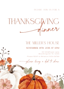 CH067-01 5x7 Thanksgiving Invitation - Pumpkin Flowers: CHB67-01 Thanksgiving Invitation Bundle - Pumpkin Flowers