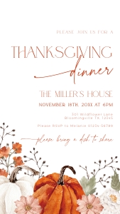 CH067-03 1080x1920 Electronic Thanksgiving Invitation - Pumpkin Flowers: CHB67-01 Thanksgiving Invitation Bundle - Pumpkin Flowers