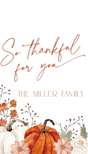 CH067-02 2x3.5 Thanksgiving Gift Tag - Pumpkin Flowers: CHB67-01 Thanksgiving Invitation Bundle - Pumpkin Flowers