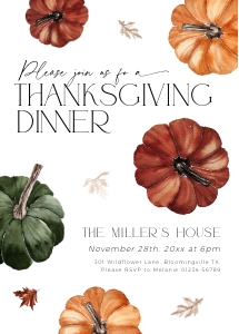 CH068-01 5x7 Thanksgiving Invitation - Dark Pumpkins: CHB68-01 Thanksgiving Invitation Bundle - Dark Pumpkins