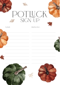 CH068-06 DIN A4 Potluck Sign Up Sheet - Dark Pumpkins: CH068-06 Potluck Sign Up Sheet - Dark Pumpkins