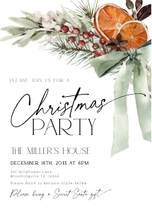CH069-01 5x7 Christmas Invitation - Christmas Bow: CHB69-01 Invitation Bundle - Christmas Bow