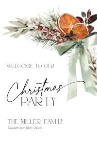 CH069-04 20x30" Welcome Sign - Christmas Bow: CH069-04 Welcome Sign - Christmas Bow