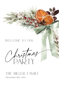 CH069-04 24x36" Welcome Sign - Christmas Bow: CH069-04 Welcome Sign - Christmas Bow