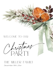 CH069-04 DIN A2 Welcome Sign - Christmas Bow: CH069-04 Welcome Sign - Christmas Bow