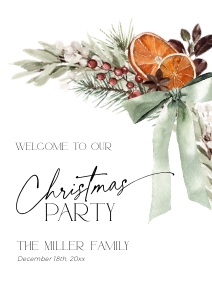 CH069-04 DIN A1 Welcome Sign - Christmas Bow: CH069-04 Welcome Sign - Christmas Bow