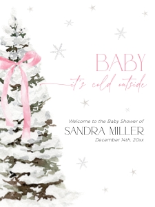 BB076-11 18x24" Welcome Sign - Christmas Tree Pink Bow: BB076-11 Welcome Sign - Christmas Tree Pink Bow