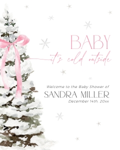BB076-11 8x10" Welcome Sign - Christmas Tree Pink Bow: BB076-11 Welcome Sign - Christmas Tree Pink Bow
