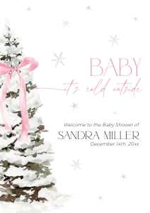 BB076-11 DIN A1 Welcome Sign - Christmas Tree Pink Bow: BB076-11 Welcome Sign - Christmas Tree Pink Bow