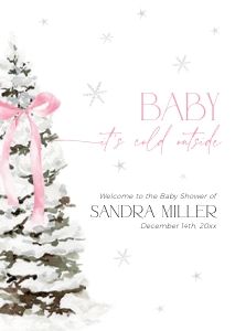 BB076-11 DIN A2 Welcome Sign - Christmas Tree Pink Bow: BB076-11 Welcome Sign - Christmas Tree Pink Bow