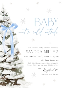 BB077-01 Invitation - Christmas Tree Blue Bow design preview