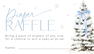 BB077-02 35x2 Diaper Raffle Ticket - Christmas Tree Blue Bow: BBB77-01 Invitation Bundle - Christmas Tree Blue Bow