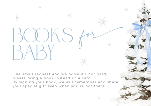 BB077-03 5x3.5" Books for Baby Card - Christmas Tree Blue Bow: BBB77-01 Invitation Bundle - Christmas Tree Blue Bow