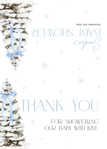 BB077-04 Folded Thank You Note - Christmas Tree Blue Bow: BBB77-01 Invitation Bundle - Christmas Tree Blue Bow