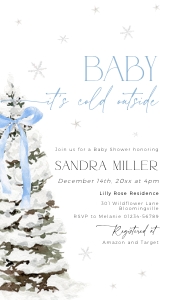 BB077-10 1080x1920px Electronic Invitation - Christmas Tree Blue Bow: BBB77-01 Invitation Bundle - Christmas Tree Blue Bow