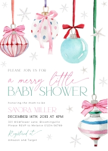 BB079-01 5x7 Invitation - Pastel Christmas Ornaments: BBB79-01 Invitation Bundle - Pastel Christmas Ornaments