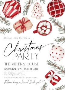 CH073-01 5x7 Christmas Invitation - Red Christmas: CHB73-01 Invitation Bundle - Red Christmas