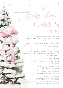 BBG76-00 5x7" Baby Shower Games 21-36 - Christmas Tree Pink: BBG76-00 Baby Shower Games - Christmas Tree Pink
