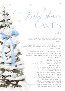 BBG77-00 5x7" Baby Shower Games 21-36 - Christmas Tree Blue: BBG77-00 Baby Shower Games - Christmas Tree Blue