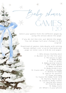 BBG77-00 5x7" Baby Shower Games 01-20 - Christmas Tree Blue: BBG77-00 Baby Shower Games - Christmas Tree Blue