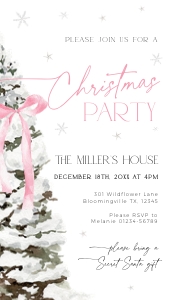 CH076-03 1080x1920 Electronic Invitation - Christmas Tree Pink Bow: CHB76-01 Invitation - Christmas Tree Pink Bow