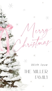 CH076-02 2x3.5 Gift Tag - Christmas Tree Pink Bow: CHB76-01 Invitation - Christmas Tree Pink Bow