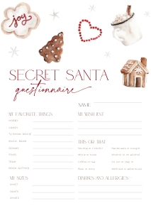 CH074-07 DIN A4 Secret Santa Questionnaire - Christmas Cookies: CH074-07 Secret Santa Questionnaire - Christmas Cookies