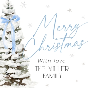 CH077-02 2x2 Gift Tag - Christmas Tree Blue Bow: CHB77-01 Invitation Bundle - Christmas Tree Blue Bow