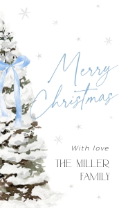 CH077-02 2x3.5 Gift Tag - Christmas Tree Blue Bow: CHB77-01 Invitation Bundle - Christmas Tree Blue Bow