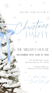 CH077-03 1080x1920 Electronic Invitation - Christmas Tree Blue Bow: CHB77-01 Invitation Bundle - Christmas Tree Blue Bow