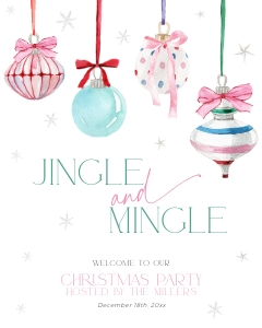 CH079-04 8x10 Welcome Sign - Pastel Christmas Ornaments: CH079-04 Welcome Sign - Pastel Christmas Ornaments