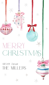 CH079-02 2x3.5 Gift Tag - Pastel Christmas Ornaments: CH079-02 Gift Tag - Pastel Christmas Ornaments