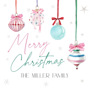 CH079-02 2x2 Gift Tag - Pastel Christmas Ornaments: CH079-02 Gift Tag - Pastel Christmas Ornaments