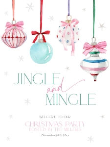 CH079-04 18x24 Welcome Sign - Pastel Christmas Ornaments: CH079-04 Welcome Sign - Pastel Christmas Ornaments
