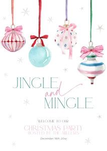 CH079-04 DIN A2 Welcome Sign - Pastel Christmas Ornaments: CH079-04 Welcome Sign - Pastel Christmas Ornaments