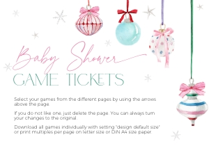 BBG79-00 Baby Shower Game Tickets - Pastel Christmas Ornaments: BBG79-00 Baby Shower Games - Pastel Christmas Ornaments