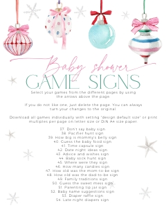 BBG79-00 8x10" Baby Shower Game Signs - Pastel Christmas Ornaments: BBG79-00 Baby Shower Games - Pastel Christmas Ornaments