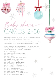BBG79-00 5x7" Baby Shower Games 21-36 - Pastel Christmas Ornaments: BBG79-00 Baby Shower Games - Pastel Christmas Ornaments