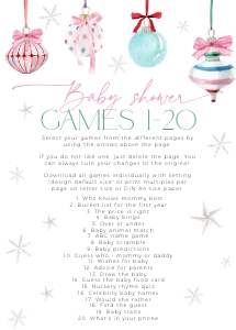 BBG79-00 5x7" Baby Shower Games 01-20 - Pastel Christmas Ornaments: BBG79-00 Baby Shower Games - Pastel Christmas Ornaments